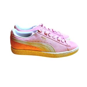 Puma Pink and Gold Sneakers with Sleek Design